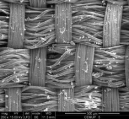SEM images obtained for polyester samples after incorporation of multiwalled carbon nanotubes. 250x