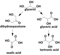 Glycerol oxidation reaction scheme