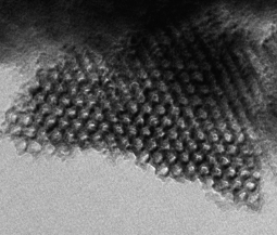 TEM micrograph of an ordered mesoporous carbon synthesized by sol-gel processing