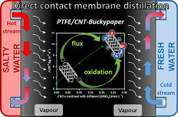 Water desalination obtained with buckypapers containing functionalized carbon nanotubes.
