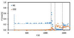 Gas phase composition history during one cycle at CSS